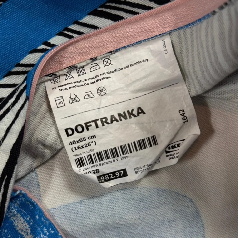 2 Ikea Doftranka Pillowcases Covers Shams Blue Black Pink Zip Abstract Cotton